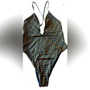 Fendi, “Forever Fendi” logo never worn new reversible swim suit small size 6